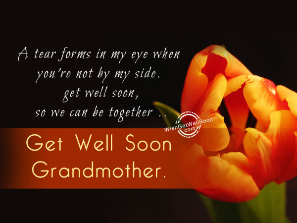 A tear forms in my eye when you’re not by my side. Get well soon